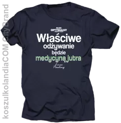 Właściwe odżywianie będzie medycyną jutra - koszulka męska granatowa