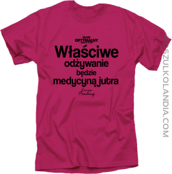 Właściwe odżywianie będzie medycyną jutra - koszulka męska różowa