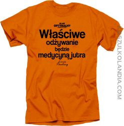 Właściwe odżywianie będzie medycyną jutra - koszulka męska pomarańczowa