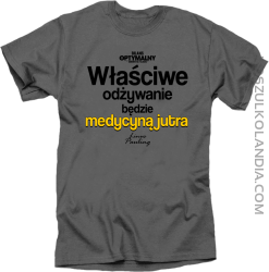 Właściwe odżywianie będzie medycyną jutra - koszulka męska grafitowa