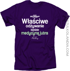 Właściwe odżywianie będzie medycyną jutra - koszulka męska fioletowa