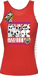 MAXI Krejzol Freaky Cartoon Red Doggy - Top damski czerwony 