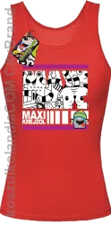 MAXI Krejzol Freaky Cartoon Red Doggy - Top damski czerwony 