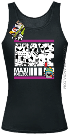 MAXI Krejzol Freaky Cartoon Red Doggy - Top damski 