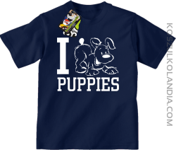I love puppies - kocham szczeniaki - Koszulka dziecięca granat