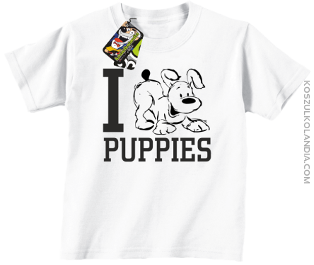I love puppies - kocham szczeniaki - Koszulka dziecięca biała