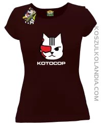 KOTOCOP - Koszulka damska  brązowa 