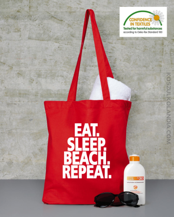 Eat Sleep Beach Repeat - Torba EKO czarwona