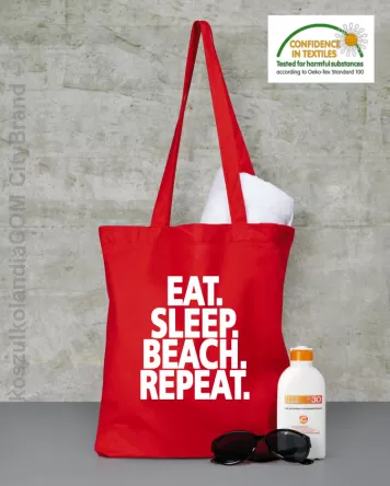 Eat Sleep Beach Repeat - Torba EKO czarwona