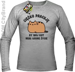 Ciężko pracuję bym mój kot miał godne życie - Longsleeve męski melanż