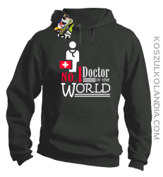 No1 Doctor in the world - Bluza męska z kapturem szara