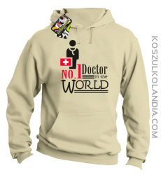 No1 Doctor in the world - Bluza męska z kapturem beżowa 
