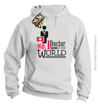 No1 Doctor in the world - Bluza męska z kapturem biała 