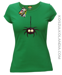 Zwisający Pająk Halloweenowy - koszulka damska zielona