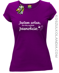 Jestem ZOŁZA ale robię zajebiste paznokcie - Koszulka Taliowana Damska - Fioletowy