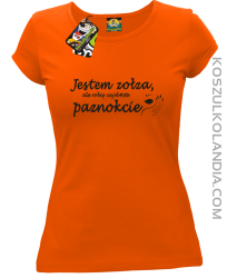 Jestem ZOŁZA ale robię zajebiste paznokcie - Koszulka Taliowana Damska - Pomarańczowy