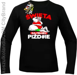 Święta na pełnej Piź#zie - Longsleeve męski czarny 