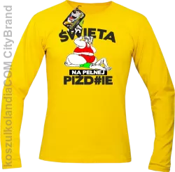 Święta na pełnej Piź#zie - Longsleeve męski żółty 