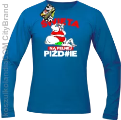 Święta na pełnej Piź#zie - Longsleeve męski niebieski