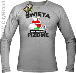 Święta na pełnej Piź#zie - Longsleeve męski melanż 