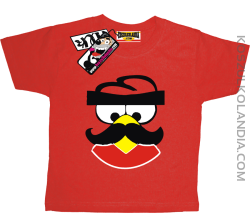 Ptak z wąsem - super dziecięca koszulka - czerwony
