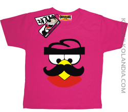 Ptak z wąsem - super dziecięca koszulka - różowy