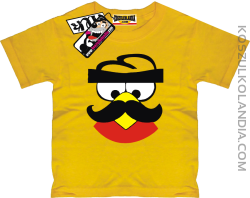 Ptak z wąsem - super dziecięca koszulka - żółty