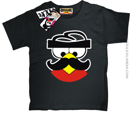Ptak z wąsem - super dziecięca koszulka - czarny