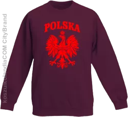 Polska - Bluza dziecięca standard bez kaptura bordowa 