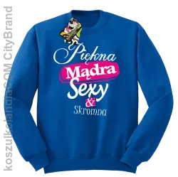 Piękna Mądra Skromna & Sexy - bluza bez kaptura niebieska 