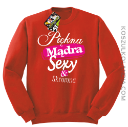 Piękna Mądra Skromna & Sexy - bluza bez kaptura czerwona 