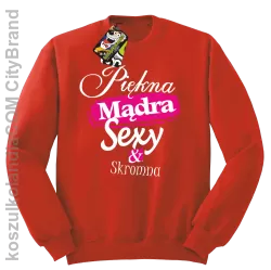 Piękna Mądra Skromna & Sexy - bluza bez kaptura czerwona 