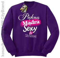 Piękna Mądra Skromna & Sexy - bluza bez kaptura fioletowa 