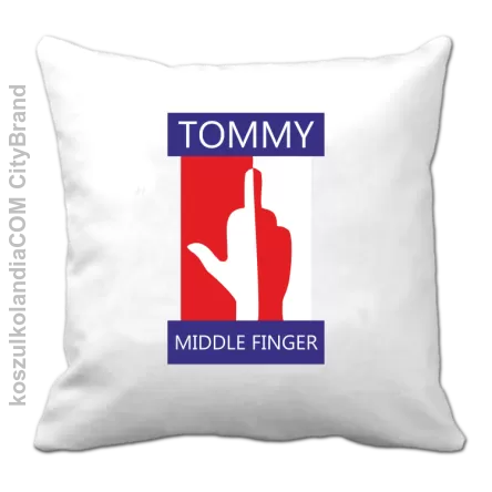 Tommy Middle Finger - Poduszka biała 