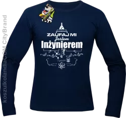 Zaufaj mi jestem inżynierem - Longsleeve męski granat