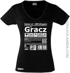 Gracz GAMER - koszulka damska v-neck czarna