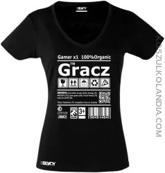 Gracz GAMER - koszulka damska v-neck czarna