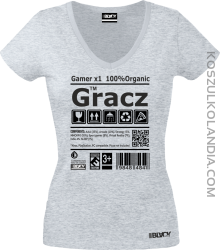 Gracz GAMER - koszulka damska v-neck melanż 