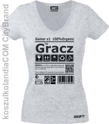 Gracz GAMER - koszulka damska v-neck melanż 