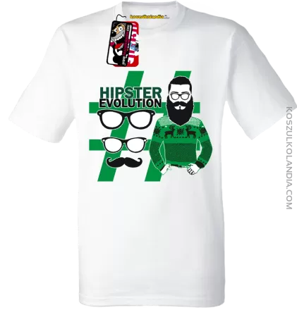 Evolution of Hipster Green Design - koszulka męska