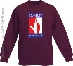 Tommy Middle Finger - Bluza dziecięca standard bez kaptura bordowa 