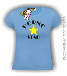 Koszulka damska PORNO STAR błękitna