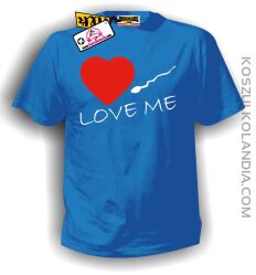 LOVE ME-Kochaj mnie- Walentynki-koszulka męska niebieska