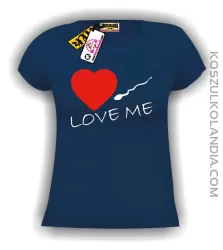 LOVE ME-Kochaj mnie- Walentynki-koszulka damska granatowa