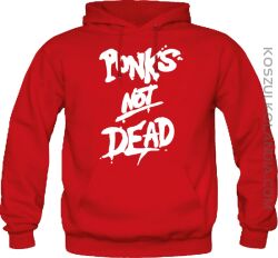 Punks not dead - bluza męska z kapturem czerwona