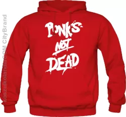 Punks not dead - bluza męska z kapturem czerwona