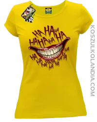 Halloween smile ha ha ha - koszulka damska żółta