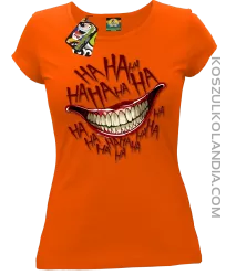 Halloween smile ha ha ha - koszulka damska pomarańczowa