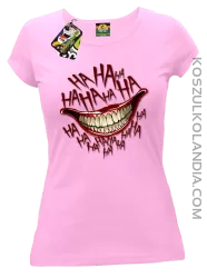 Halloween smile ha ha ha - koszulka damska różowa 