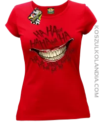 Halloween smile ha ha ha - koszulka damska czerwona